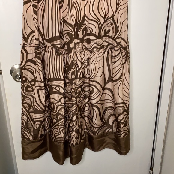 BCBG long bandeau silk dress mocha/pink sz S - Picture 2 of 6